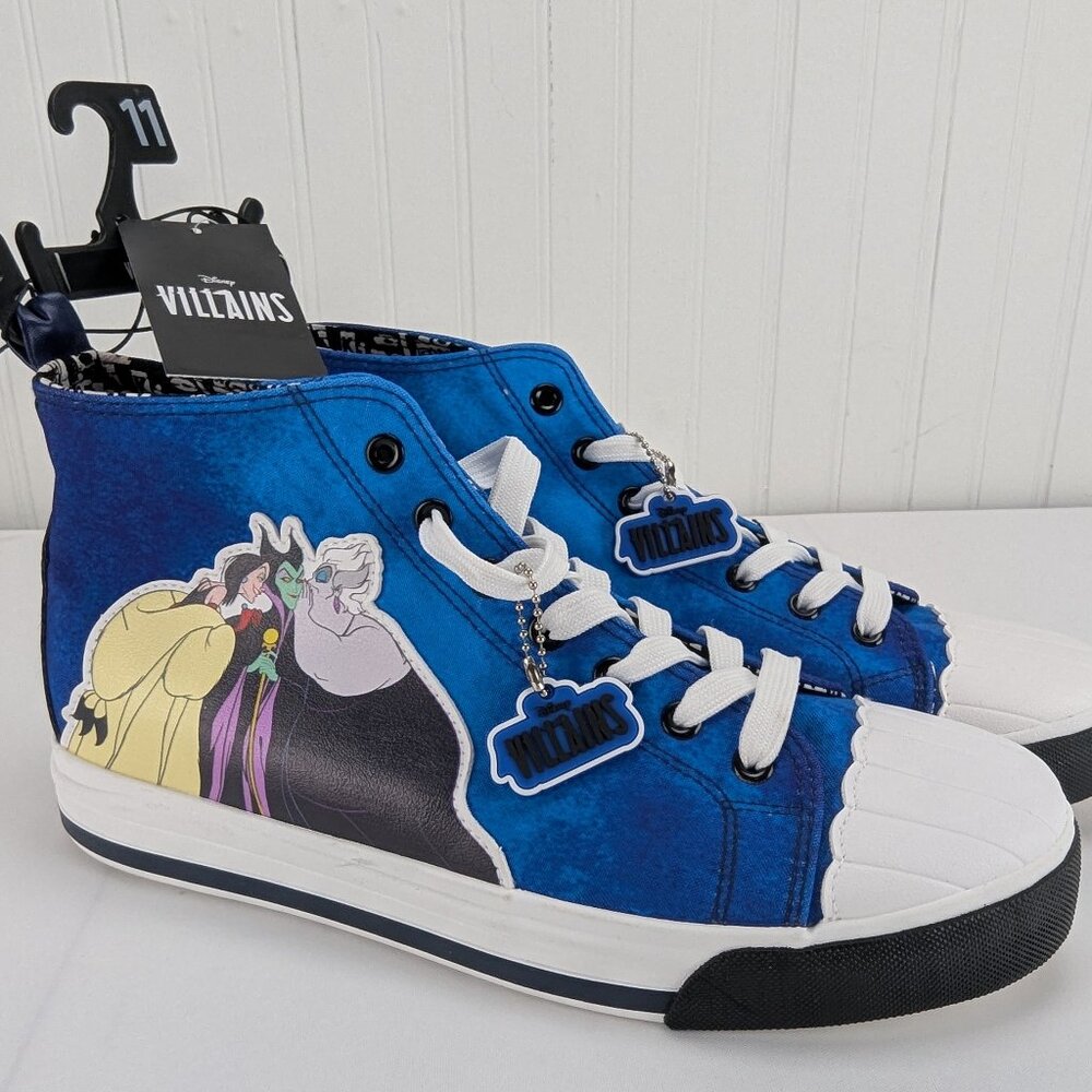 Disney Villains Women's Shoes Size 11 Casual High-Top Lace Up Blue Sneakers New